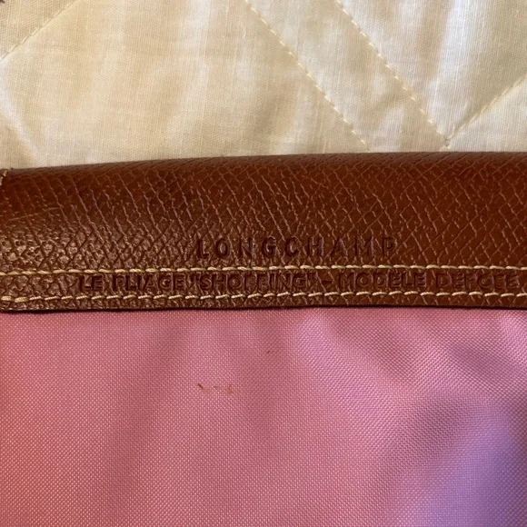 Longchamp Pink Tote with Brown Leather Trim - Picture 5 of 10